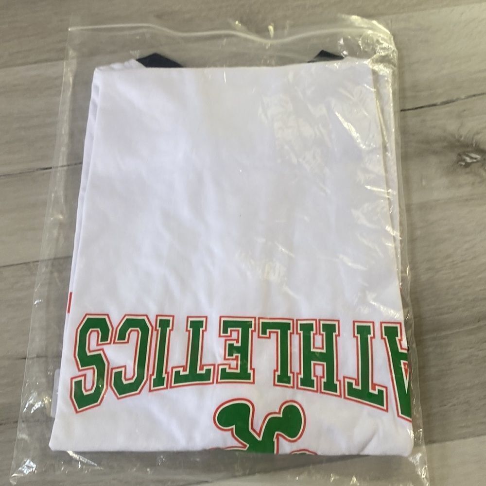 Vlexin’ University Merch Ringer Tee Shirt white/blk/green M Nwt - Picture 5 of 6